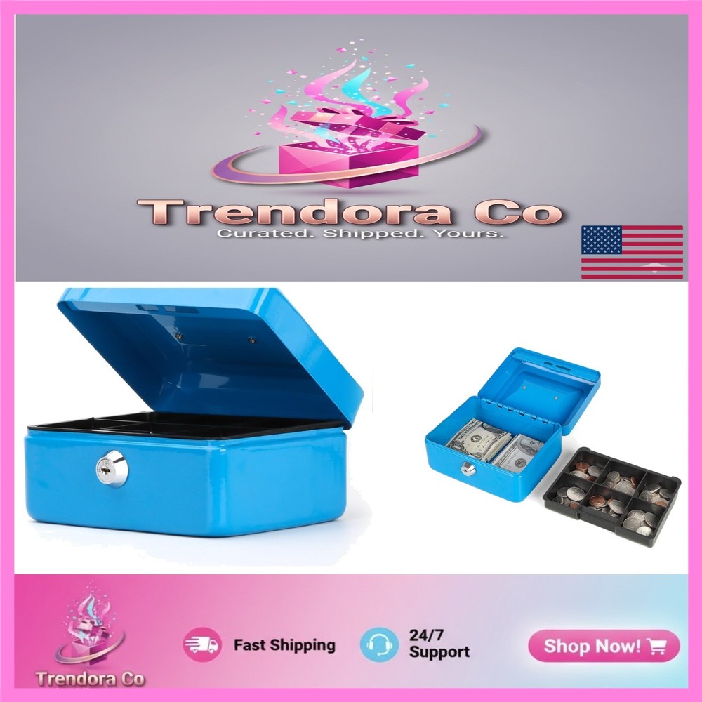 5.9-Inch Waterproof Metal Cash Box with Key Lock – Perfect for Storage & Safety