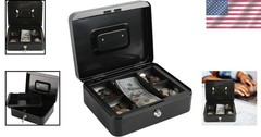 Durable Large Cash Box with Key Lock, 9.84″x7.87″x3.54″