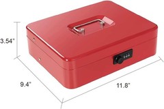 Cash Box with Money Tray and Combination Lock Metal Money Box for Cash Tiered…