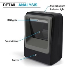 Handsfree 2D 1D Barcode Scanner, QR Omnidirectional Desktop Bar Code Reader Used