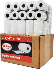 (50 Rolls) 2 1/4 X 70 Thermal Paper 55 GSM Premium Quality German Paper Large Ro