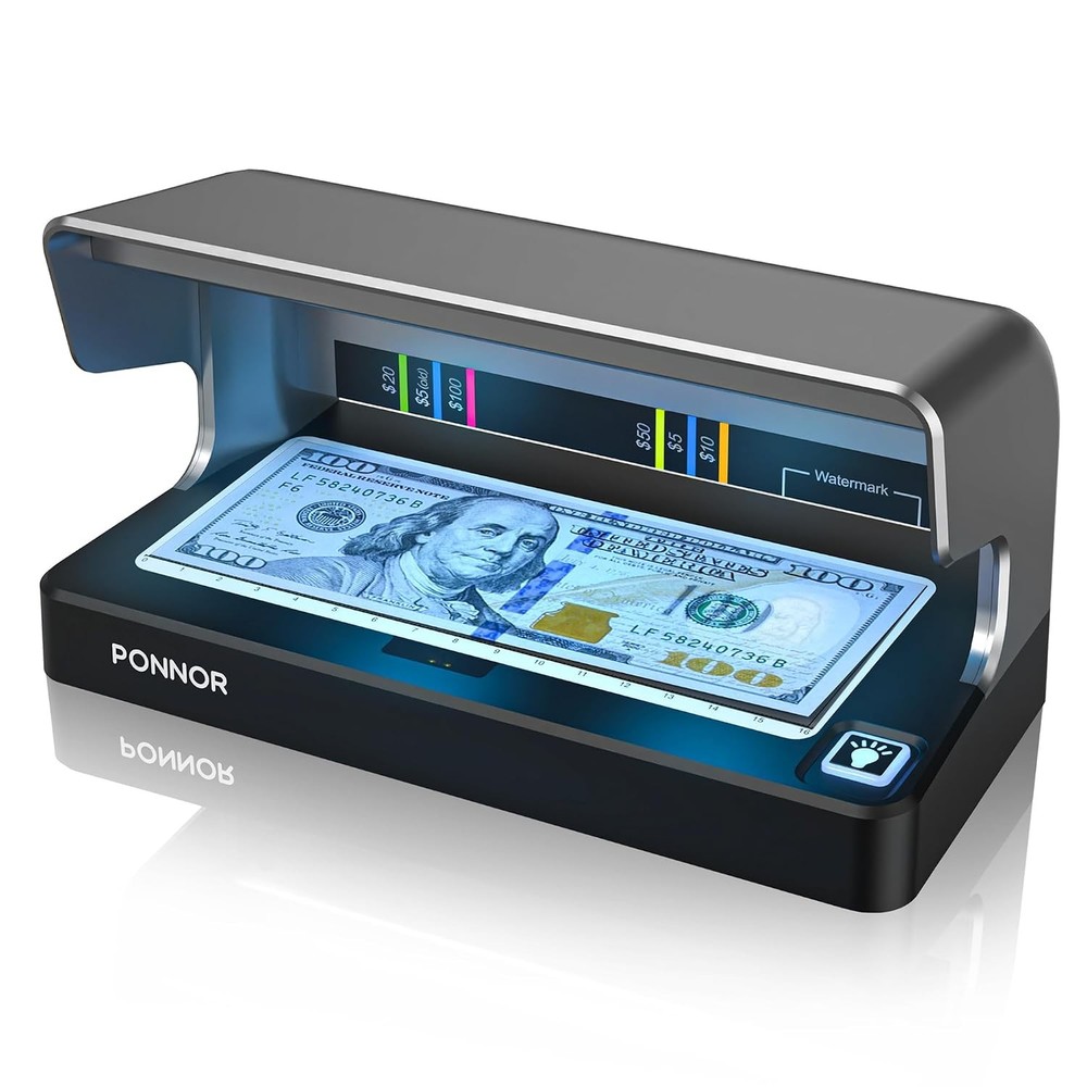 Dual UV LED Light Counterfeit Bill Detector Money Checker Machine Authenticator