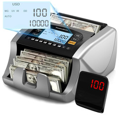 Money Counter for Dollar, Euro, MXN w/ UV/MG/IR Counterfeit Detection LCD Screen
