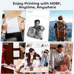 Portable Printers Wireless for Travel, M08F Printer, Grey and Black
