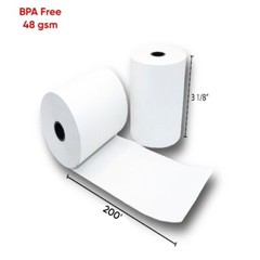 3 1/8″ x 200′ BPA Free Thermal Paper Receipt Rolls – 50 Rolls/Pack