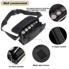 Coin Dispenser Belt Fanny Pack for Euro Coins Portable Waiter Waist Bag Sorter