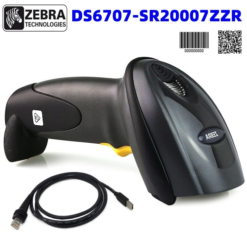 Zebra Symbol DS6707-DC20007ZZR Handheld Wired 1D 2D Barcode Scanner W/ USB Cable