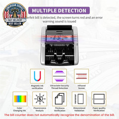 Money Counter Machine with Value Count, Dollar, Euro UV/MG/IR/DD/DBL/HLF/CHN Cou