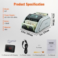 VEVOR Money Counter Bill Counting Machine UV MG IR DD USD EUR Small Business