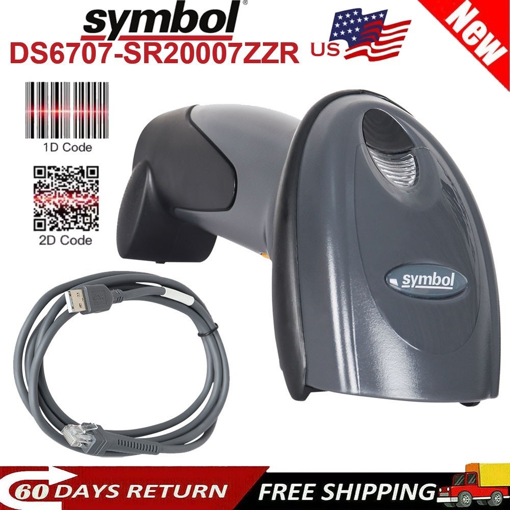 Symbol Motorola DS6707-SR20007ZZR 1/2D Handheld Barcode Scanner with USB Cable