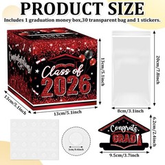 2026 Graduation Money Box Cash Gift Pull Out Surprise Holder Black Red DIY