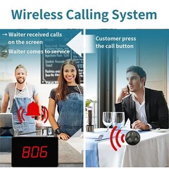 Restaurant Wireless Call System With 1 Display Screen+2 Watches+10 Call Buttons