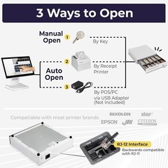 16″ Cash Register Drawer for Point of Sale (POS) System with 5 Bill 6 Coin Ca…