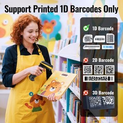 Tera Barcode Scanner Wireless Versatile 2-in-1 (2.4Ghz 1D Yellow, Yellow