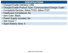 Zebra CRD-TC2L-SE1ET-01 Cradle Docking Mobile Computer 1 Slot – USB Type C