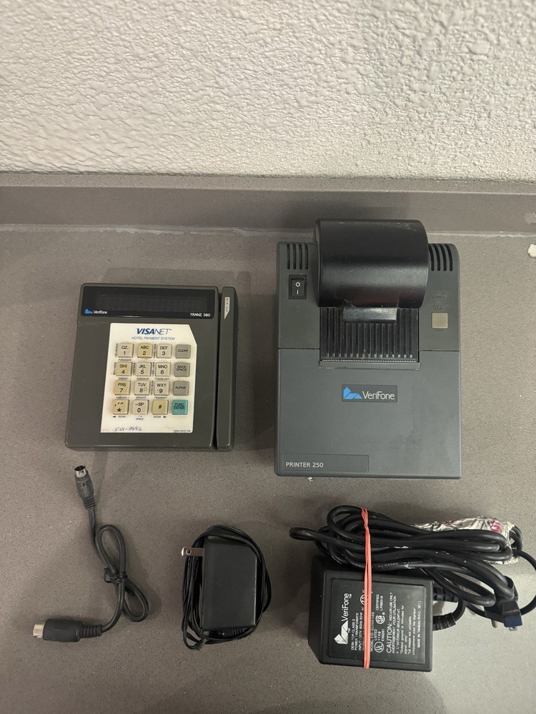 Tranz 380 Credit Payment Card System /w Verifone Printer 250 Set – Used