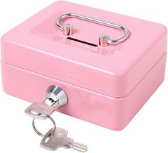 Elegant Pink Cash Box with Key Lock – Secure Metal Money Storage for All Ages