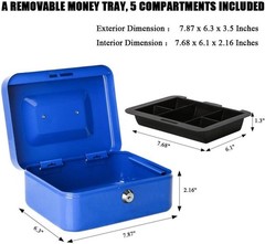 Portable Cash Box with Multiple Compartments and Durable Steel Construction