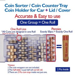 Flidnozi Coin Sorter Coin Counter Tray, 2pcs Mini Coin Holder for Car, Accura…