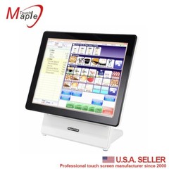 White 15″ POS touch computer all in one with 10.1″ second display
