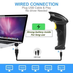Wireless USB Quick Laser Barcode Scanner Reader for Library Warehouse