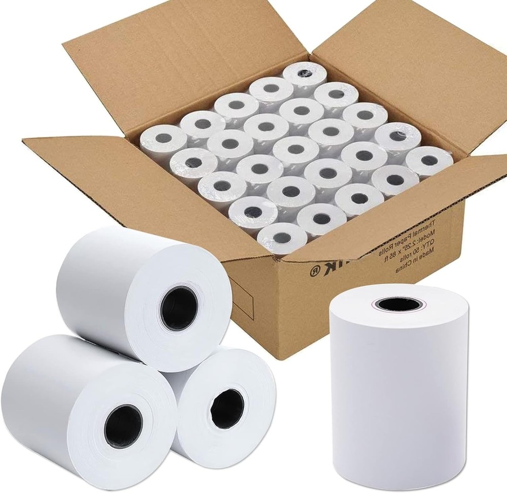 2 1/4 x 50 Thermal Paper Receipt Rolls 2.25 x 50 ft Receipt Paper POS Cash Regis