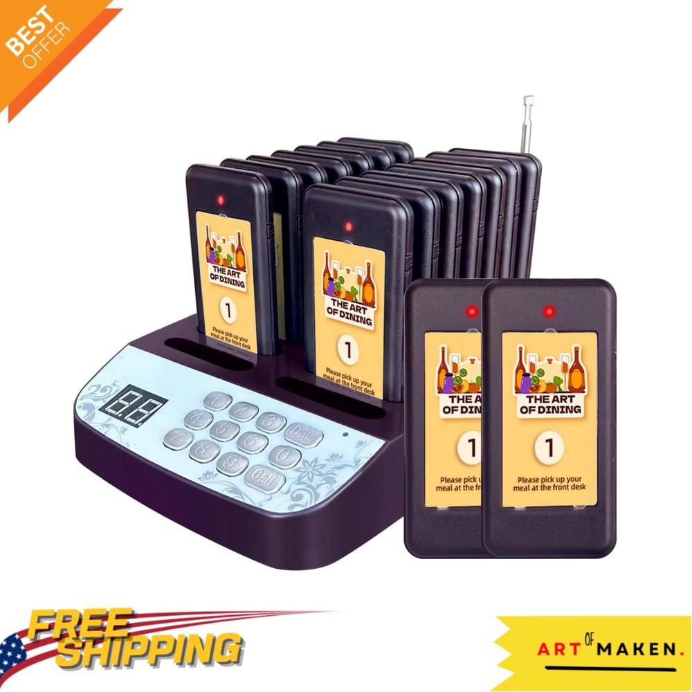 Complete 16-Pager Wireless Paging System for Restaurants – Waterproof & Durable