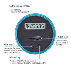 Electronic Digital LCD Coin Counter Counting Jar Money Saving Piggy Bank 1.8L JQ