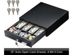 NEW Nuovo POS VALLEY 13” Electronic Cash Drawer – Auto Open – 4 Bill 5 Coin