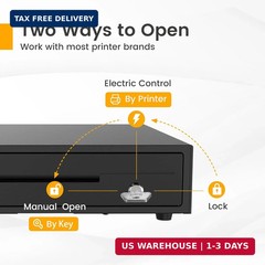 13″ Cash Register Drawer for Small Business, 4 Bill/5 Coin with Check Slot, Stee