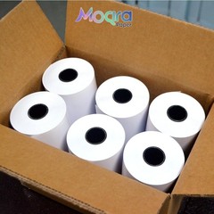 Moqra Sticky Thermal Receipt Paper Rolls 80mm x 170ft Linerless 12 Pack