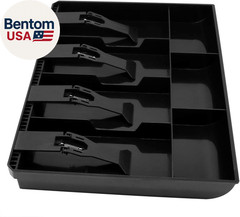 Cash Register Drawer Insert Tray with 4 Bill/3 Coin Compartments for Money Stora