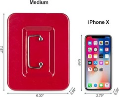 Lightweight Water-Resistant Cash Box with Key & Storage Tray – Compact Red