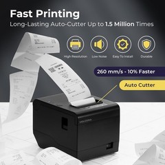 Thermal Receipt Printer, 80mm POS Printer with Auto Cutter, USB Ethernet