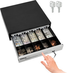Sam4S 16″ Heavy Duty Black Manual Cash Drawer with Stainless Steel Insert
