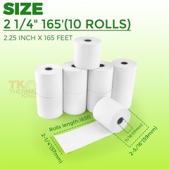 TK Thermal King, 10 Rolls 2 1/4″ x 165′ Thermal Paper, POS Receipt Paper for …