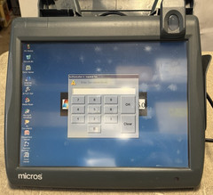 Micros Workstation 5A POS 400814-101 Terminal & Stand & Fingerprint Identifier