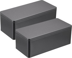 2 Packs Black Metal Cash Box Rectangular Money Organizer with Lid Currency St…