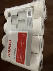 Staples 12 Paper Rolls for Calculator Cash Register Adding Machine 2 1/4 X 130