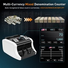 NUCOUN Mixed Denomination Money Counter Machine Bill Value Counter CIS/UV/MG/IR