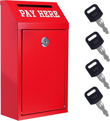 Locking Cash Box with Slot, Metal Money Donation Box with Lock and 4 Keys Wall M