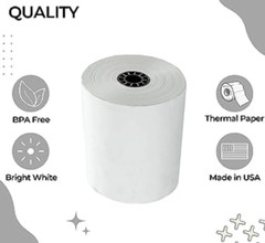 3 1/8″ x 90′ Thermal POS Receipt Paper Cash Register Rolls BPA Free ( 50 Rolls )