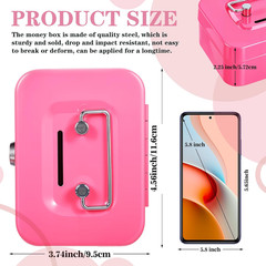 4 Pieces Money Box Cash Box with Lock and Slot Steel Organizer Piggy Bank Metal