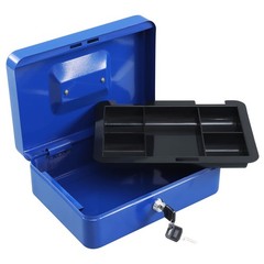 Locking Steel Large Cash Box with Removable Coin Tray and Key Lock,9.84″x 7.8…