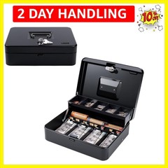Cash Box with Money Tray and TOP Key & Push-Button Lock, Money Saving Lock Bo…