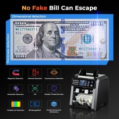 MUNBYN IMC08 Dual Money Counter Machine Mixed Denomination with Reject Pocket