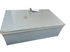 Vintage 80’s Steel Safe Cash Deposit Box with Key 12.5x8x4.5in