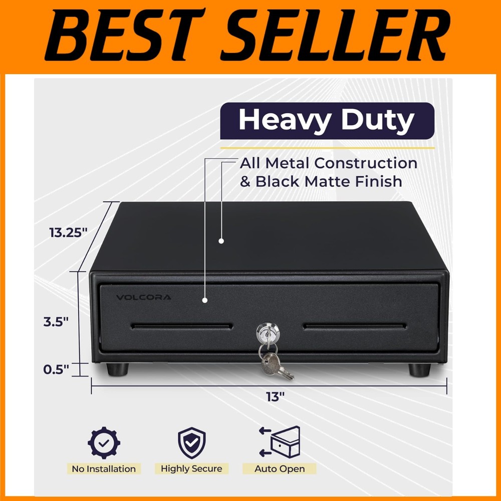13″ Electronic Cash Register Drawer with 4 Bill 5 Coin Tray
