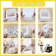 Daddy Birthday Money Box for Cash Pull, Happy Birthday Black Gold Boxes Gifts…
