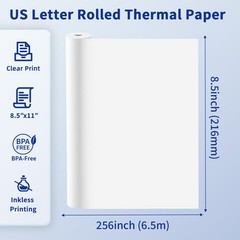 4 Rolls 8.5×11 Inch M832 Thermal Roll Paper QuickDry US Letter Portable